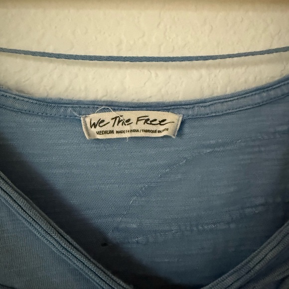 Free People We The Free Blooming Tee Top Dropped Shoulders Blue High - Picture 6 of 14